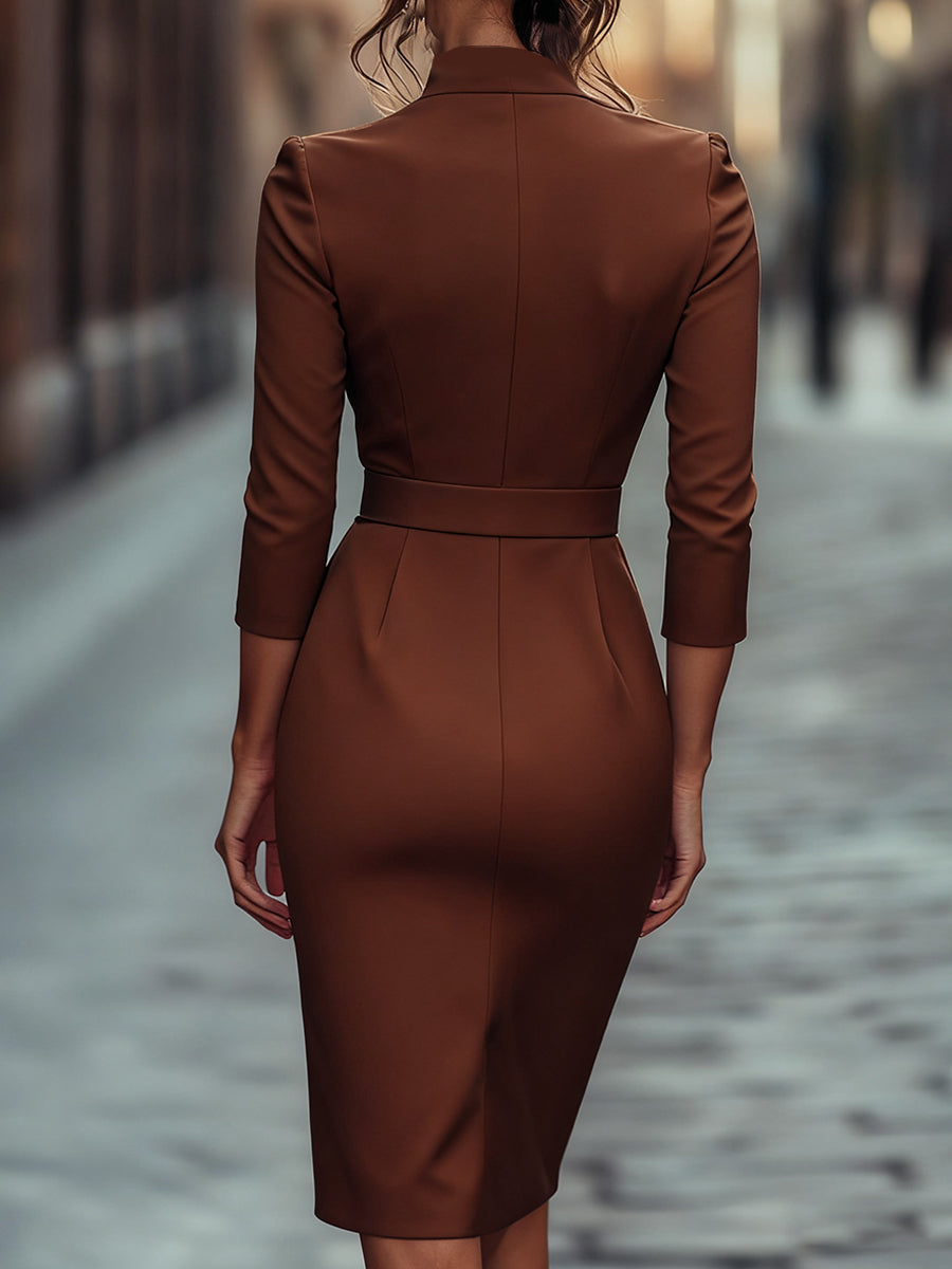 Camille™ | Black Belted Sheath Dress