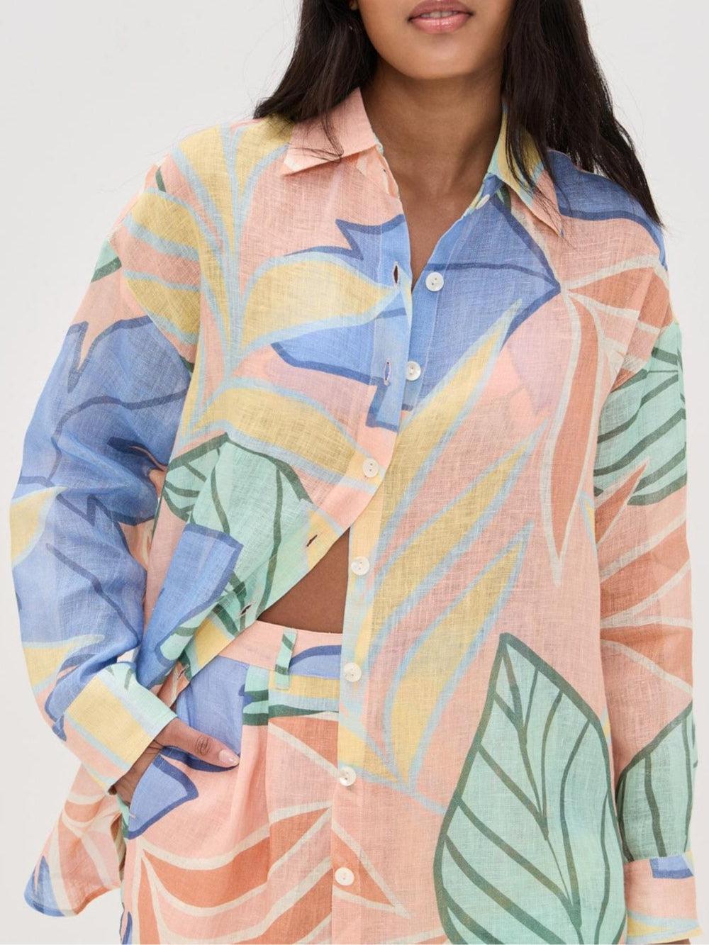 Amandine | Tropical Leaf Printed Short Set