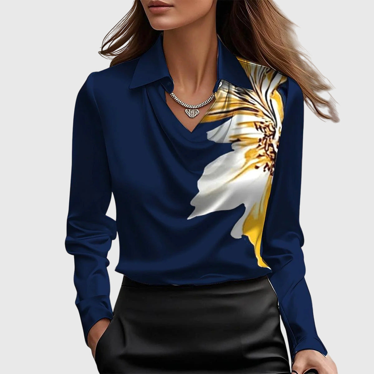 Sylvie - Luxury blouse with glitter and pleated neck