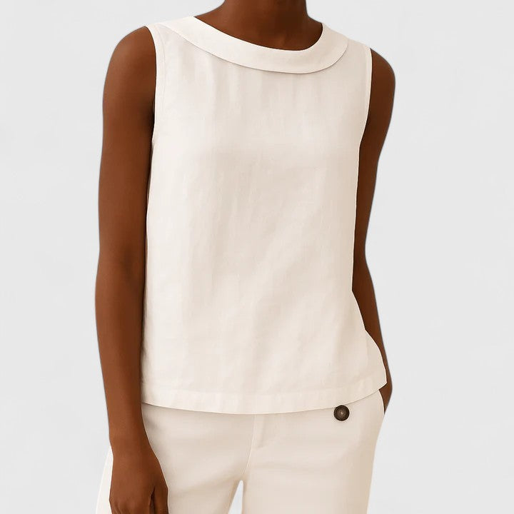 Annie | Elegant Top with Roll Collar