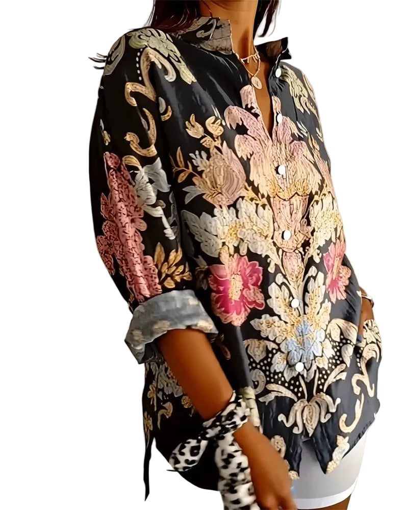 Zennie | Printed Collar Shirt Button-Up