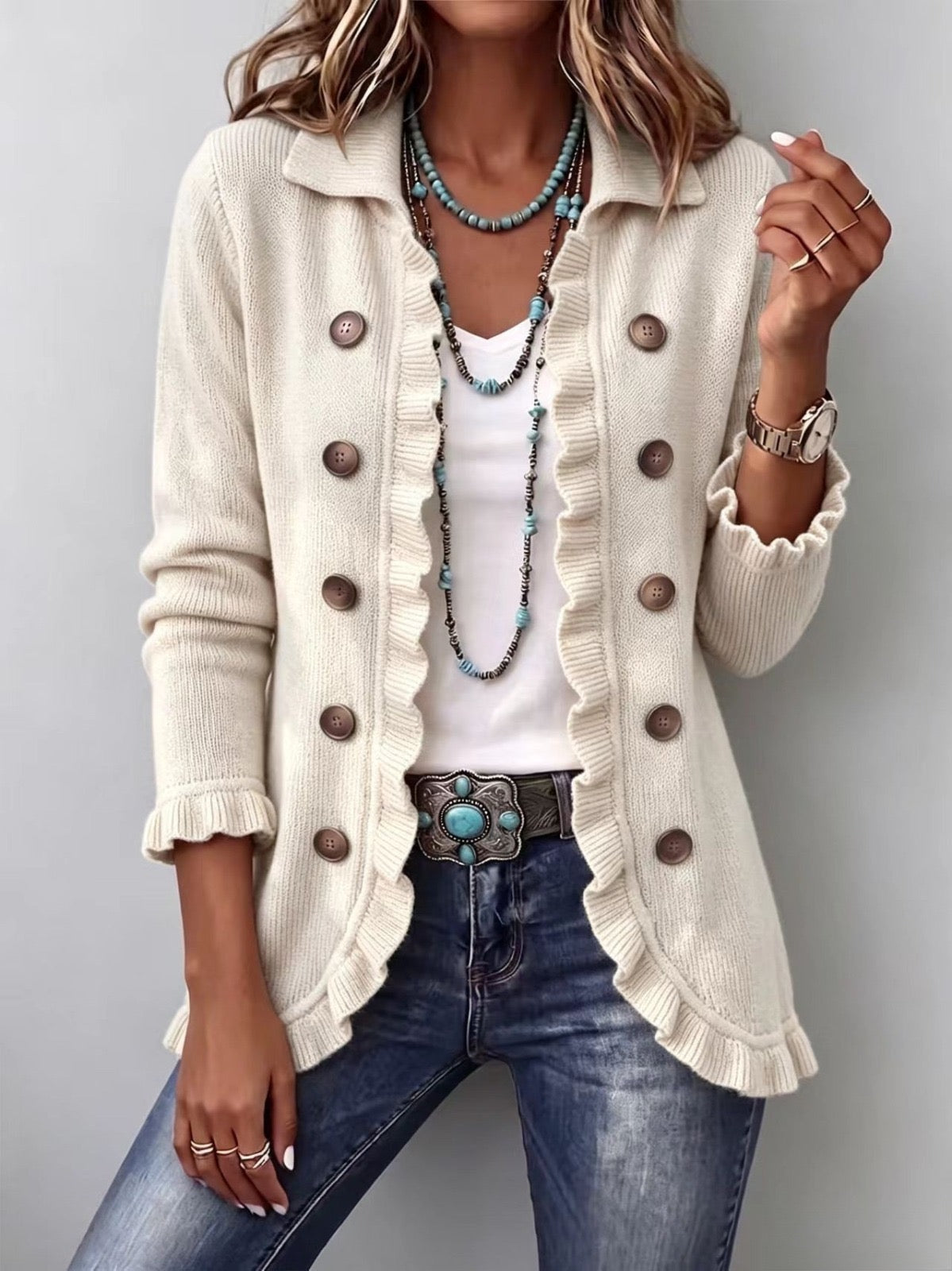 The Ottavia Ivory Ruffle Jacket