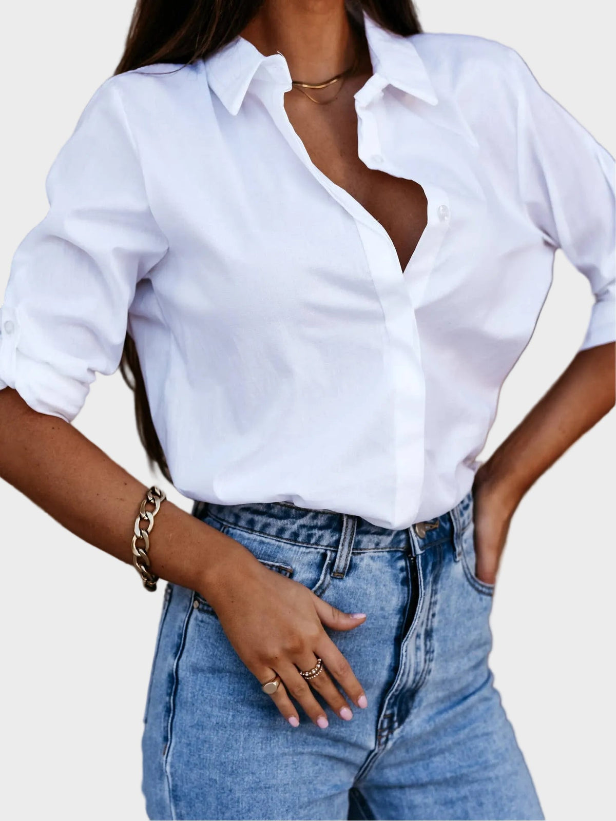Polly Jane Simple White Button Down