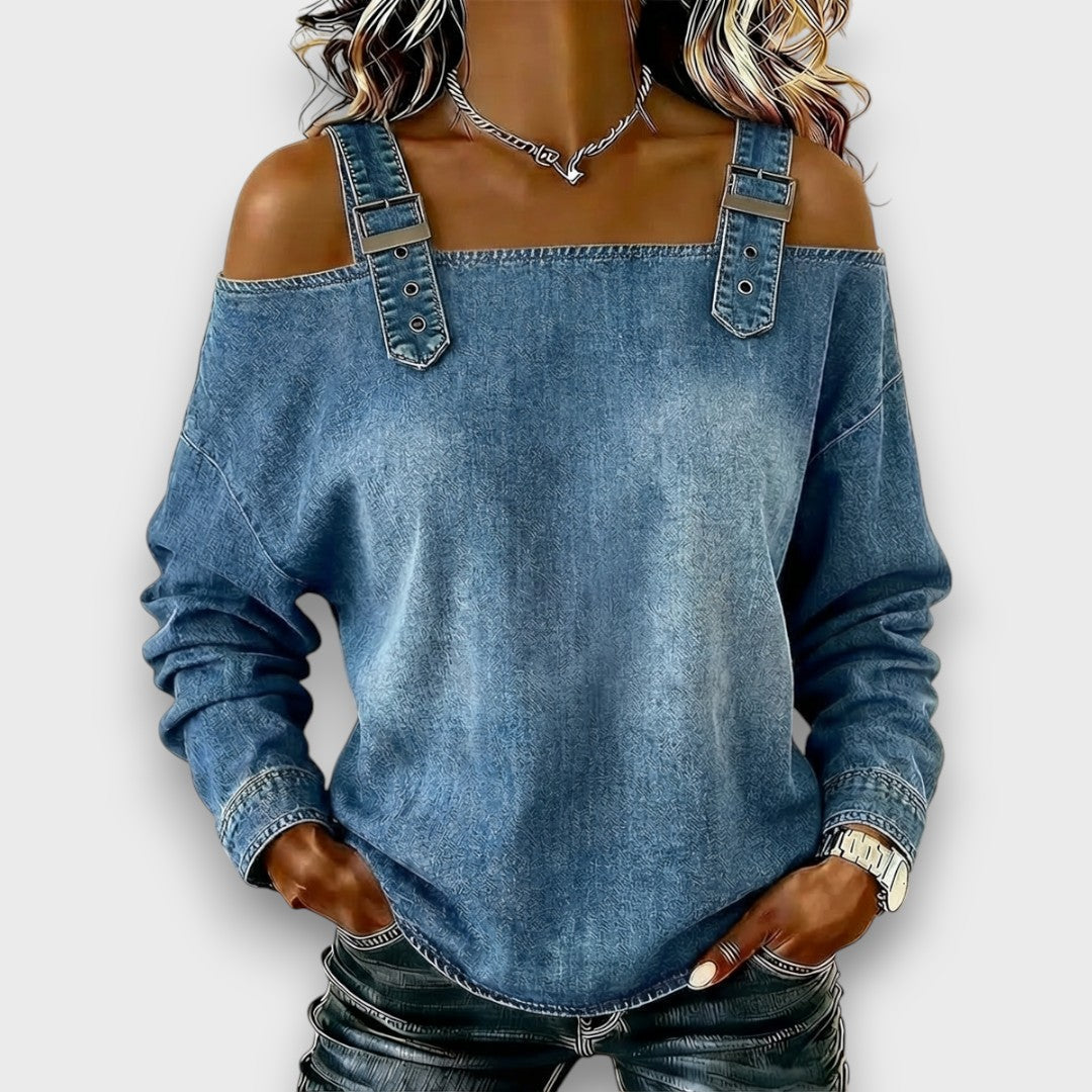Elama – Off-Shoulder Denim Top