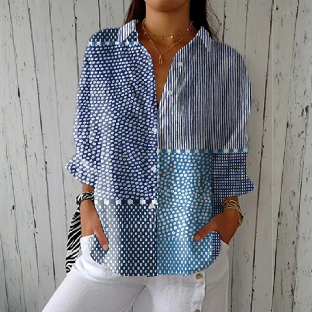 Olivia | Ocean Patchwork Blouse