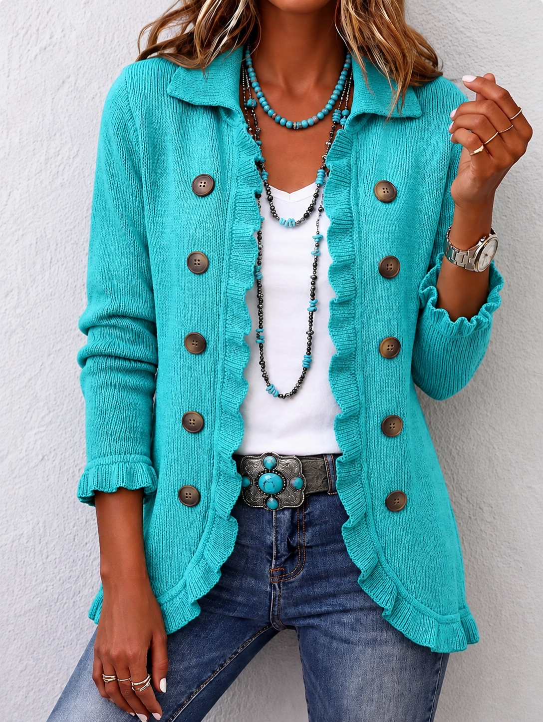 The Silvana Turquoise Ruffle Jacket