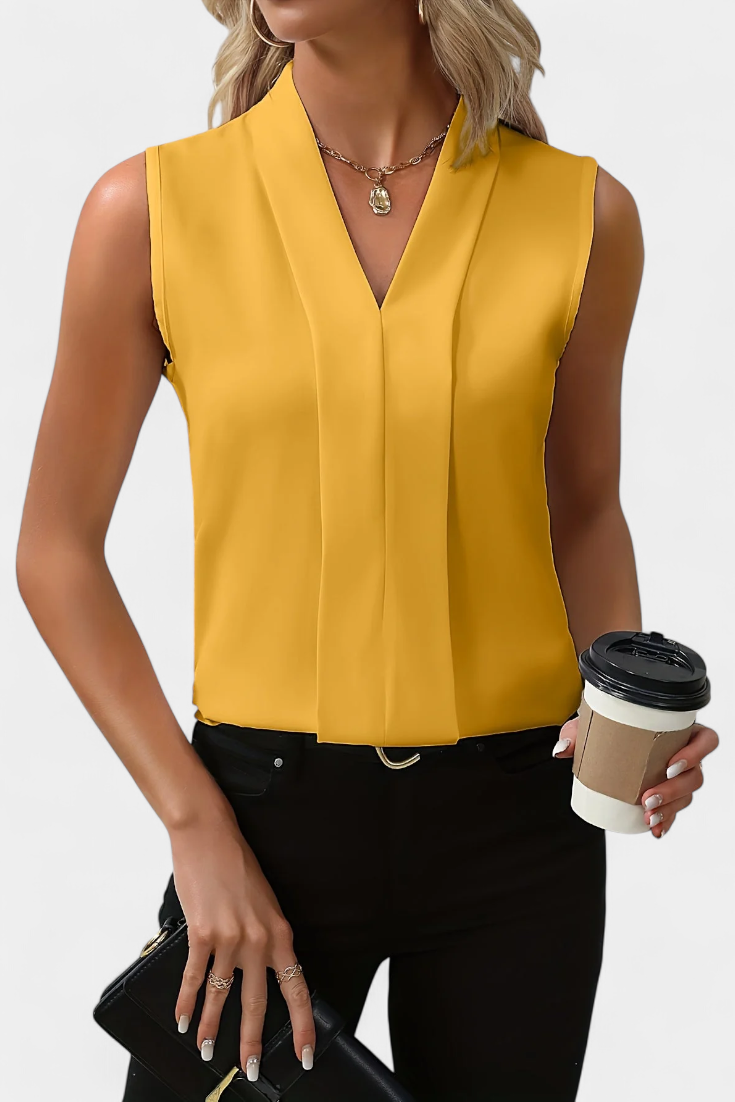 Nele Sleeveless Blouse with V-Neck and Airy Line
