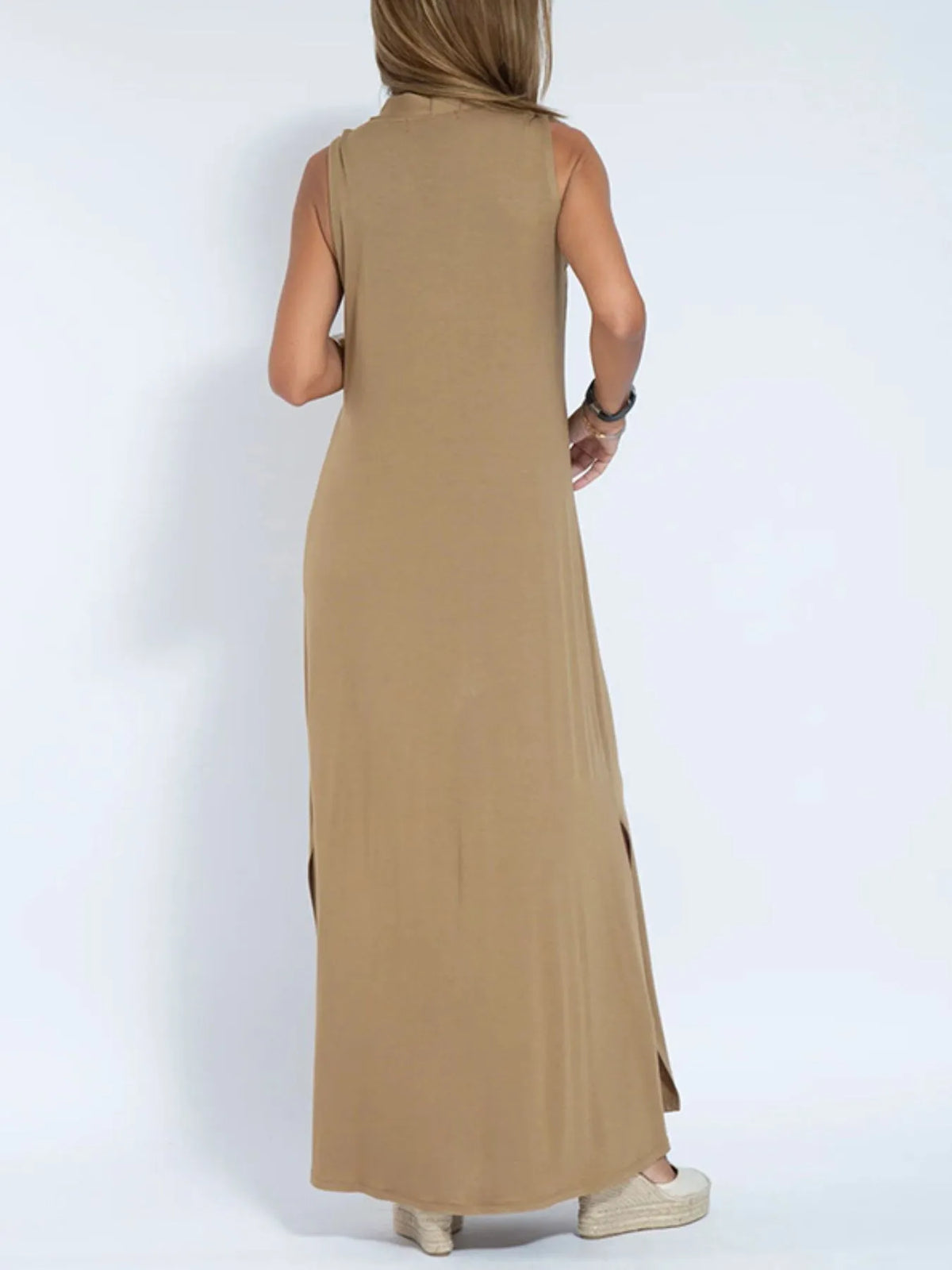 Full Size V-Neck Sleeveless Maxi Dress with Slit Plus Size