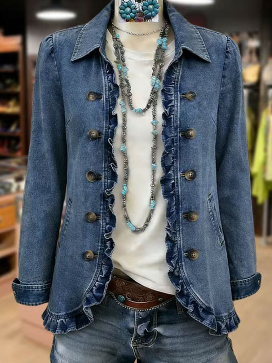 The Federica Blue Ruffle Jacket