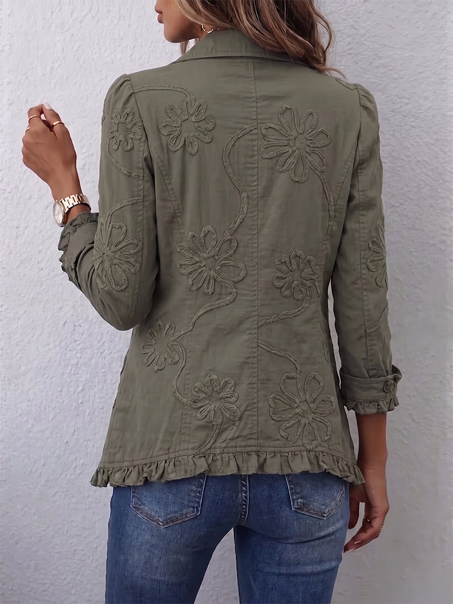The Alessandra Retro Green Floral Jacket