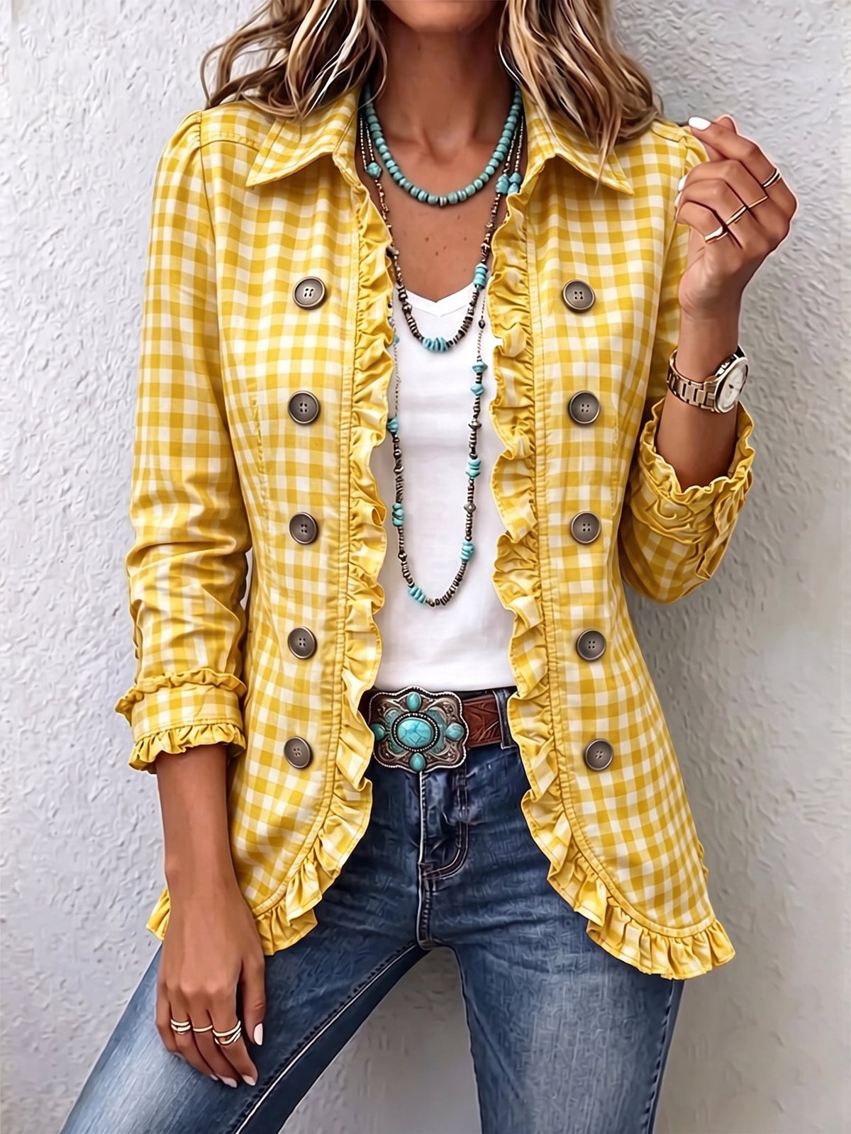 The Giulia Gingham Ruffle Jacket