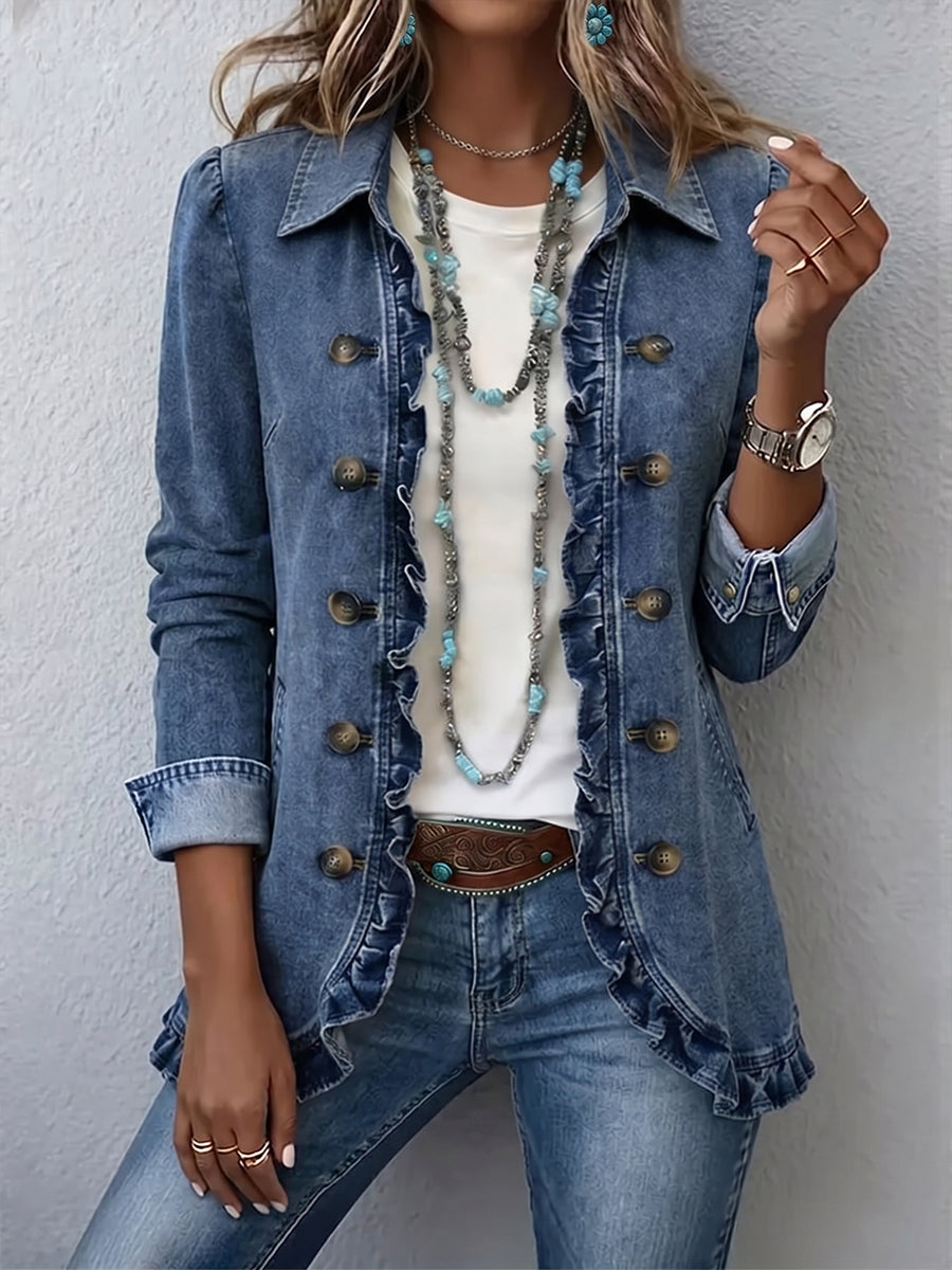 The Federica Blue Ruffle Jacket