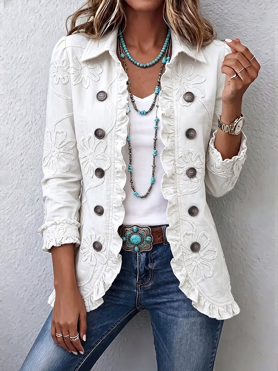 The Camelia Ivory Floral Embroidered Jacket