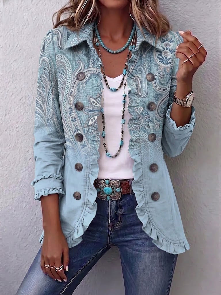 The Emilia Sky Blue Paisley Jacket
